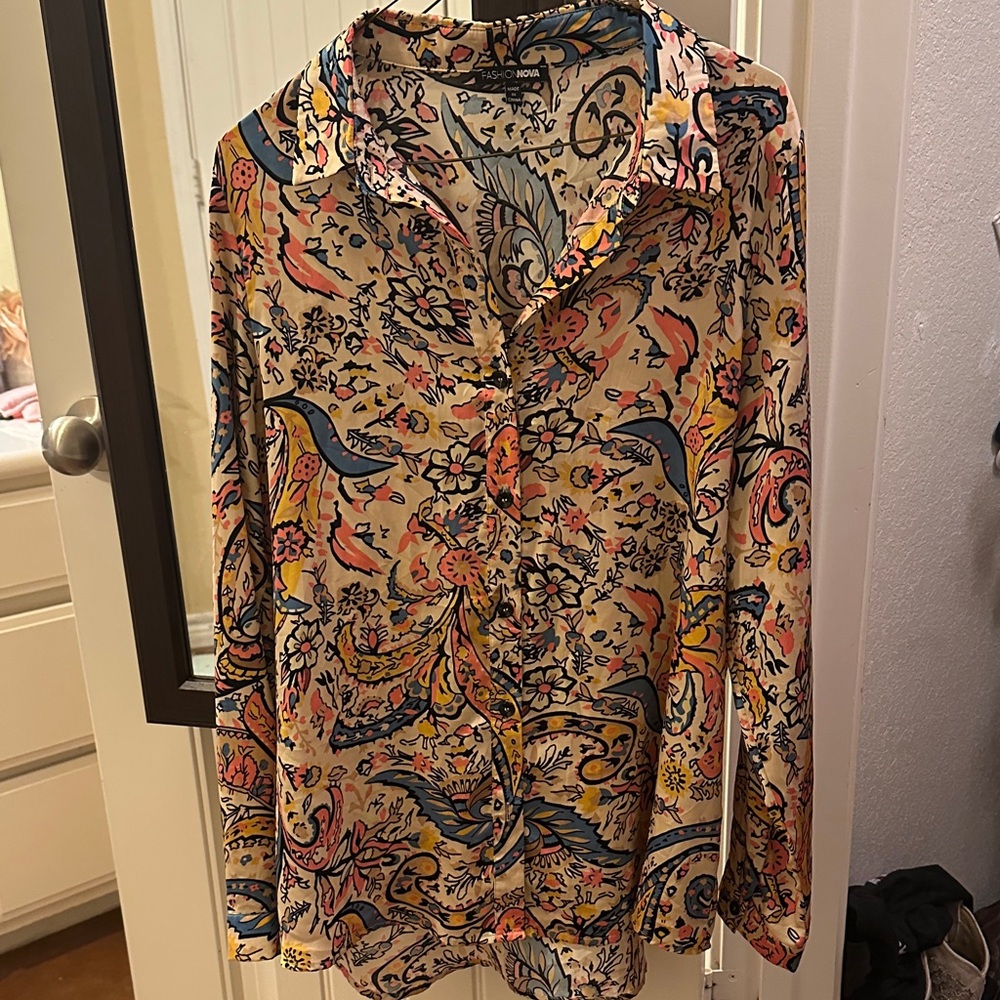 Fashion Nova Multicolor Floral Shirt